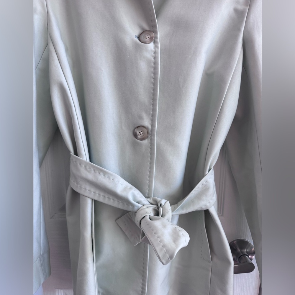 AGNONA Women's Pale Green Belted Italian Trench Coat Size 44 (U.S. medium) - Picture 3 of 8